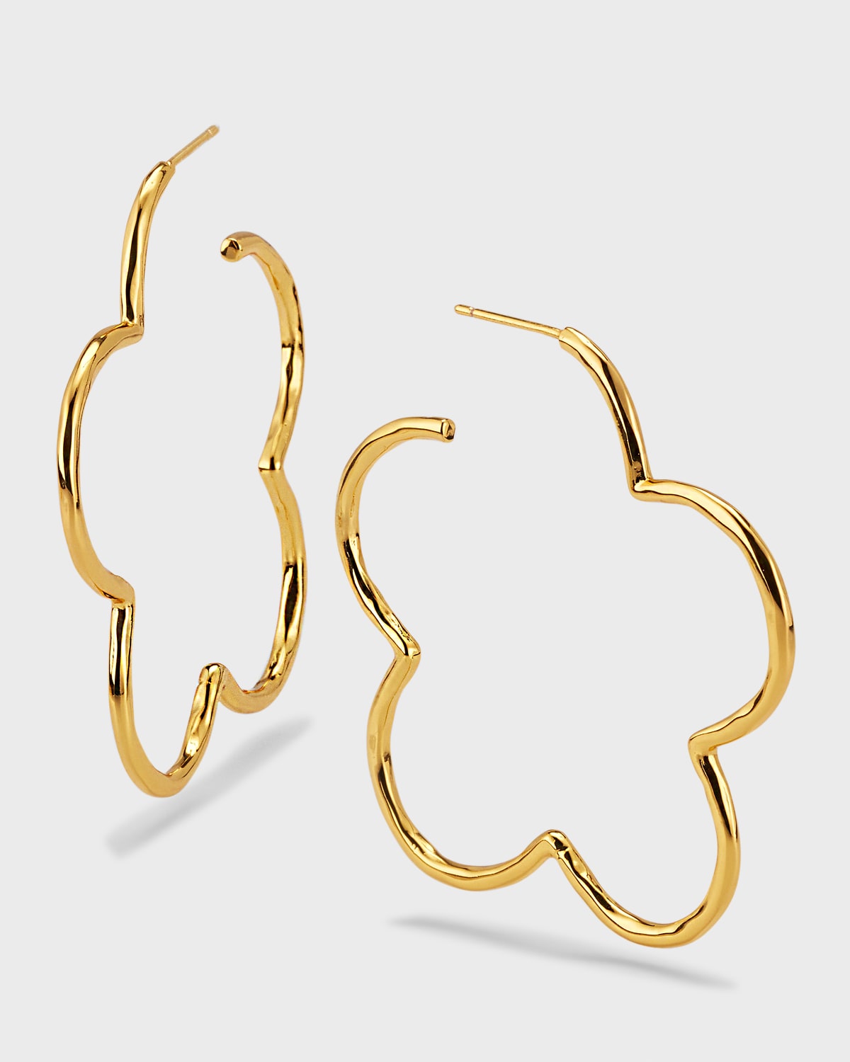 Flower Hammered Skinny Hoop Earrings