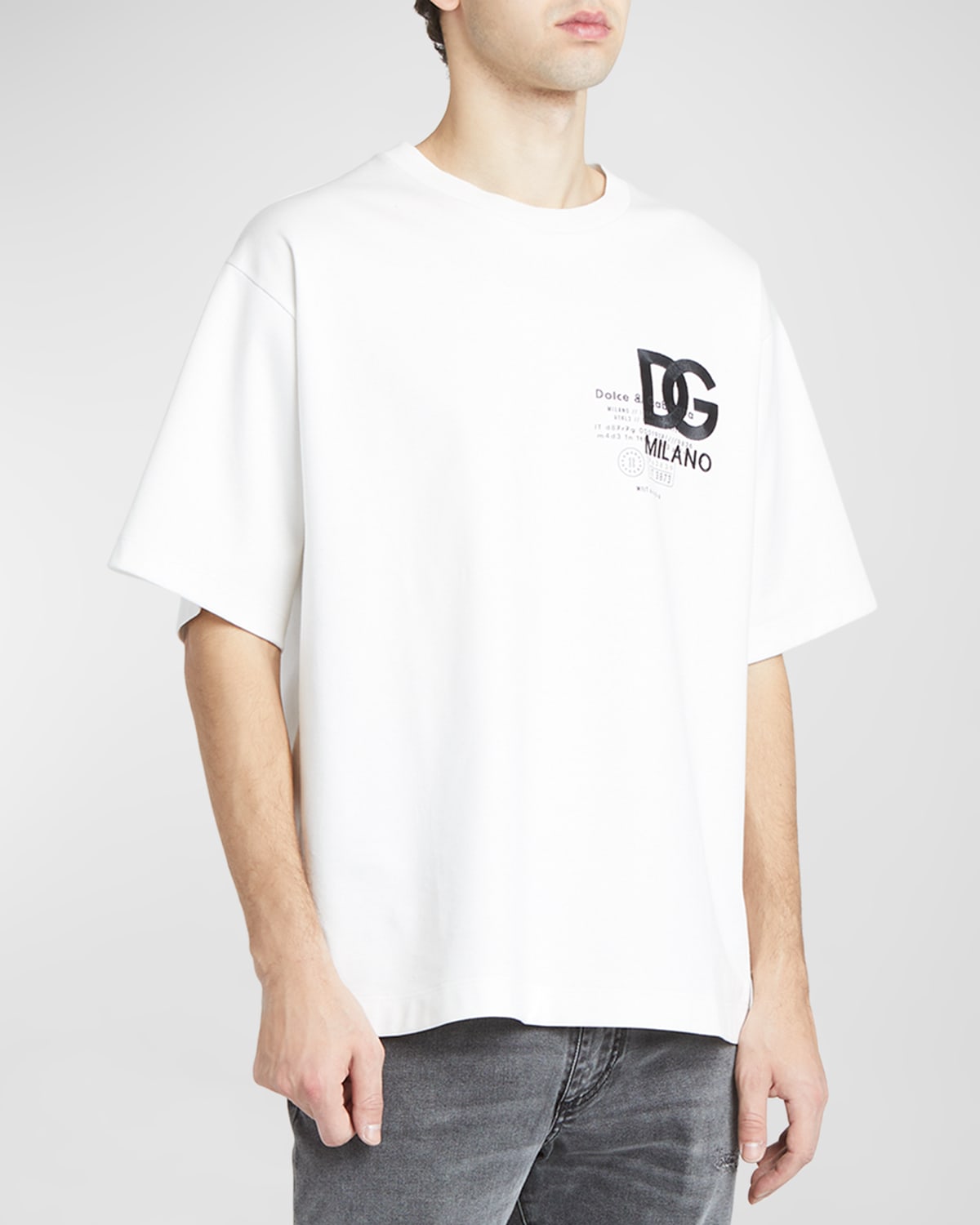 Shop Dolce & Gabbana Men's Logo Crew T-shirt In Natural