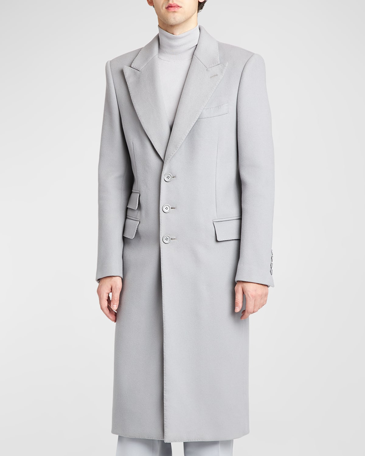 Men's Solid Cashmere Topcoat