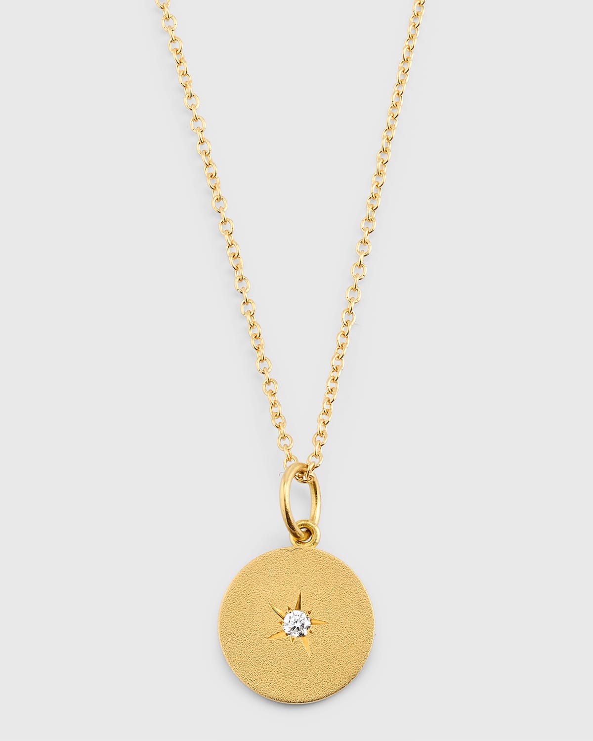 14K Yellow Gold Small Full Moon/New Moon Single Diamond Phase Pendant Necklace