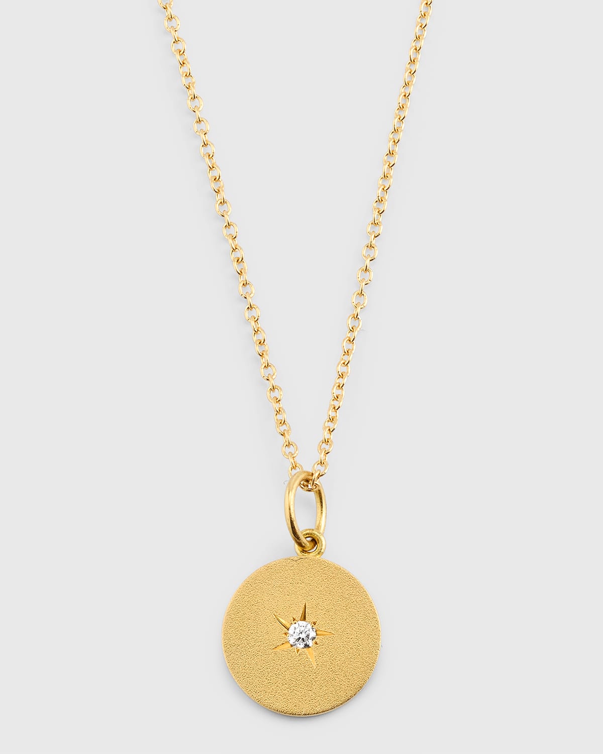 18K Yellow Gold Small Full Moon/New Moon Single Diamond Phase Pendant Necklace