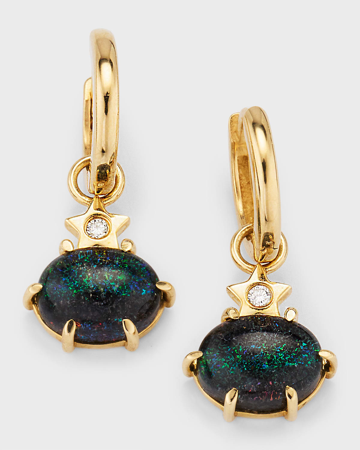 Andrea Fohrman Mini Cosmo Diamond And Black Opal Hoops