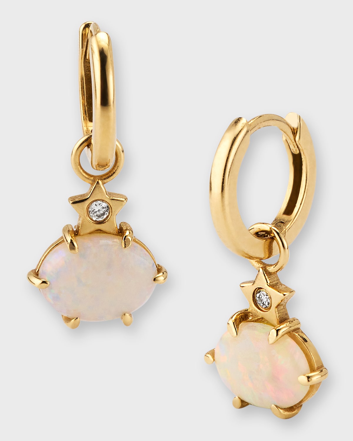 14K Yellow Gold Mini Cosmo Opal Huggie Earrings