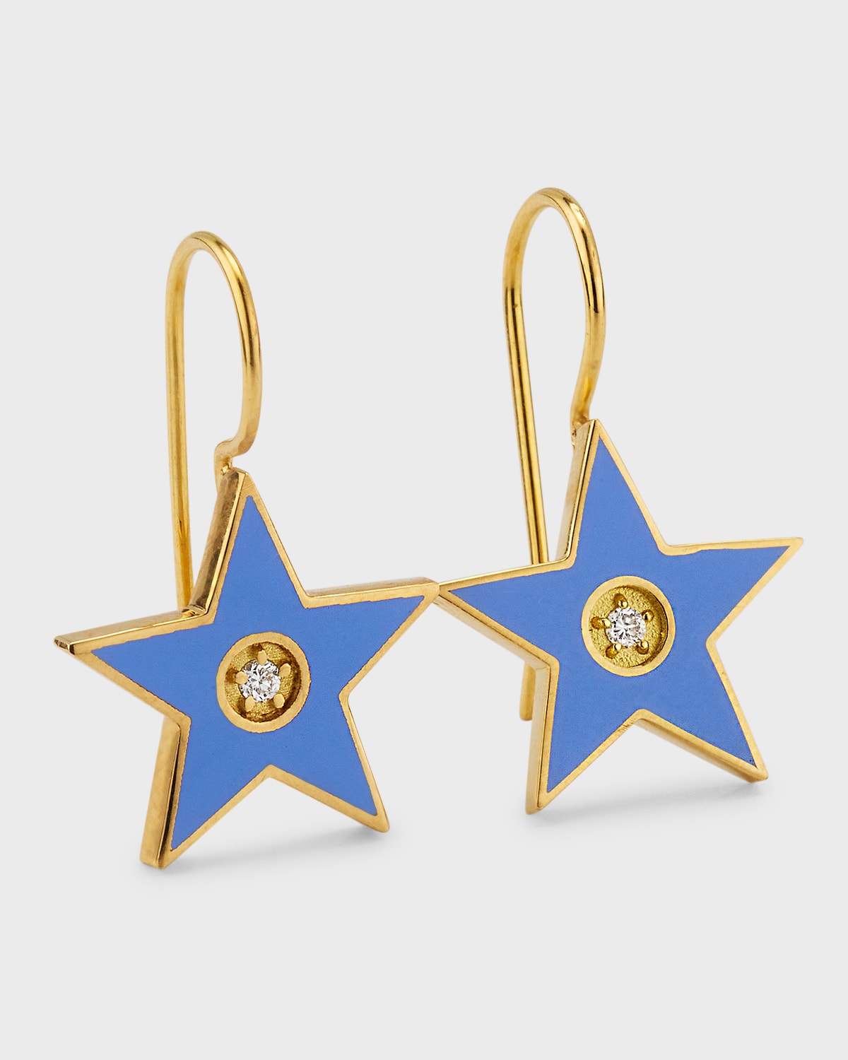 Enamel and Diamond Star Earrings