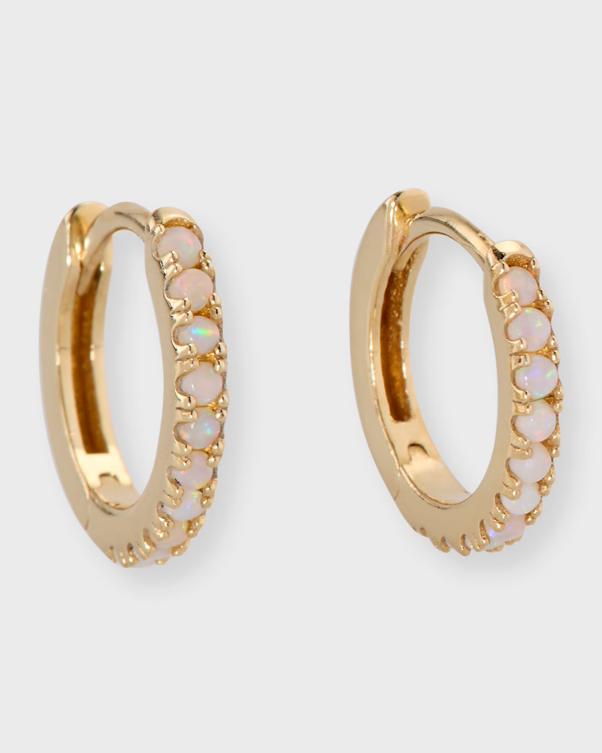 14K Yellow Gold Pave Small Huggie Earrings