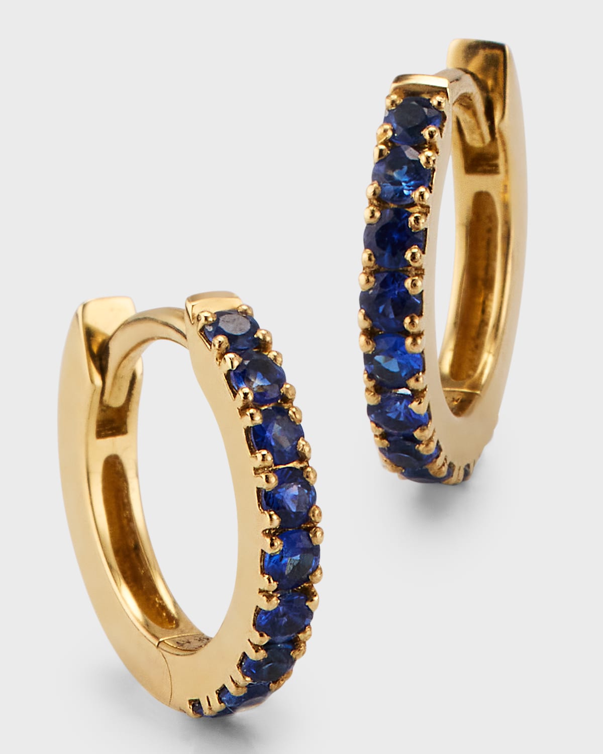 Andrea Fohrman 14k Yellow Gold Blue Sapphire Pave Huggie Earrings