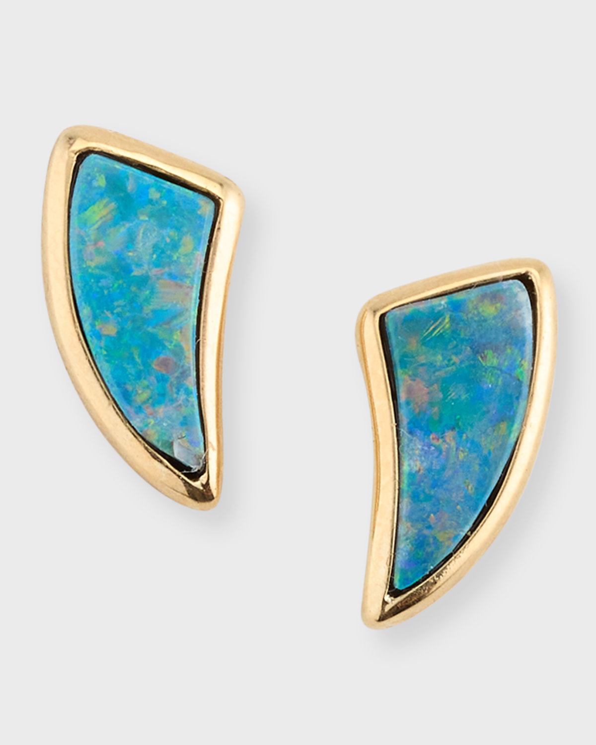 14K Yellow Gold Wing Australian Opal Stud Earrings