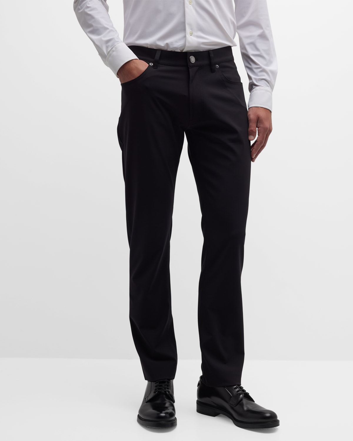 Shop Emporio Armani Men's Slim Stretch 5-pocket Pants In Solid Black