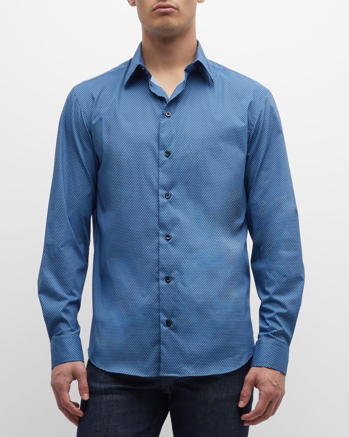 Men's Micro-Print Stretch Sport Shirt