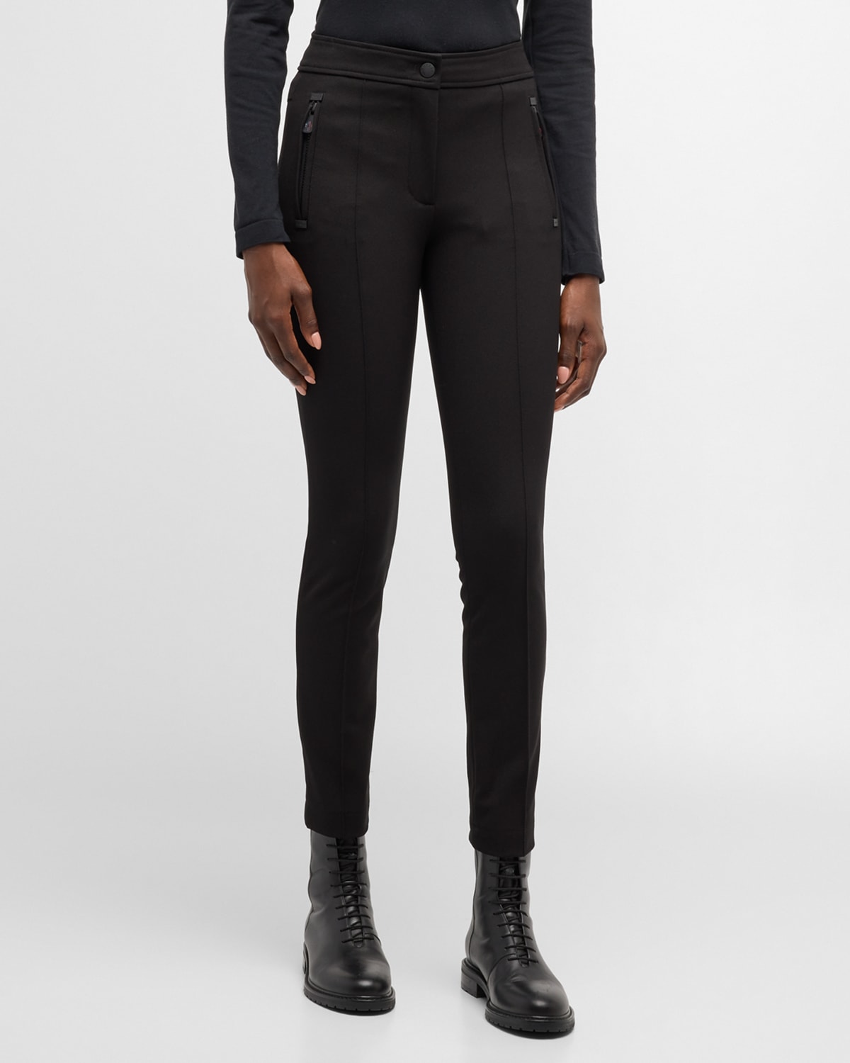 Moncler Slim-fit Cropped Trousers In Black