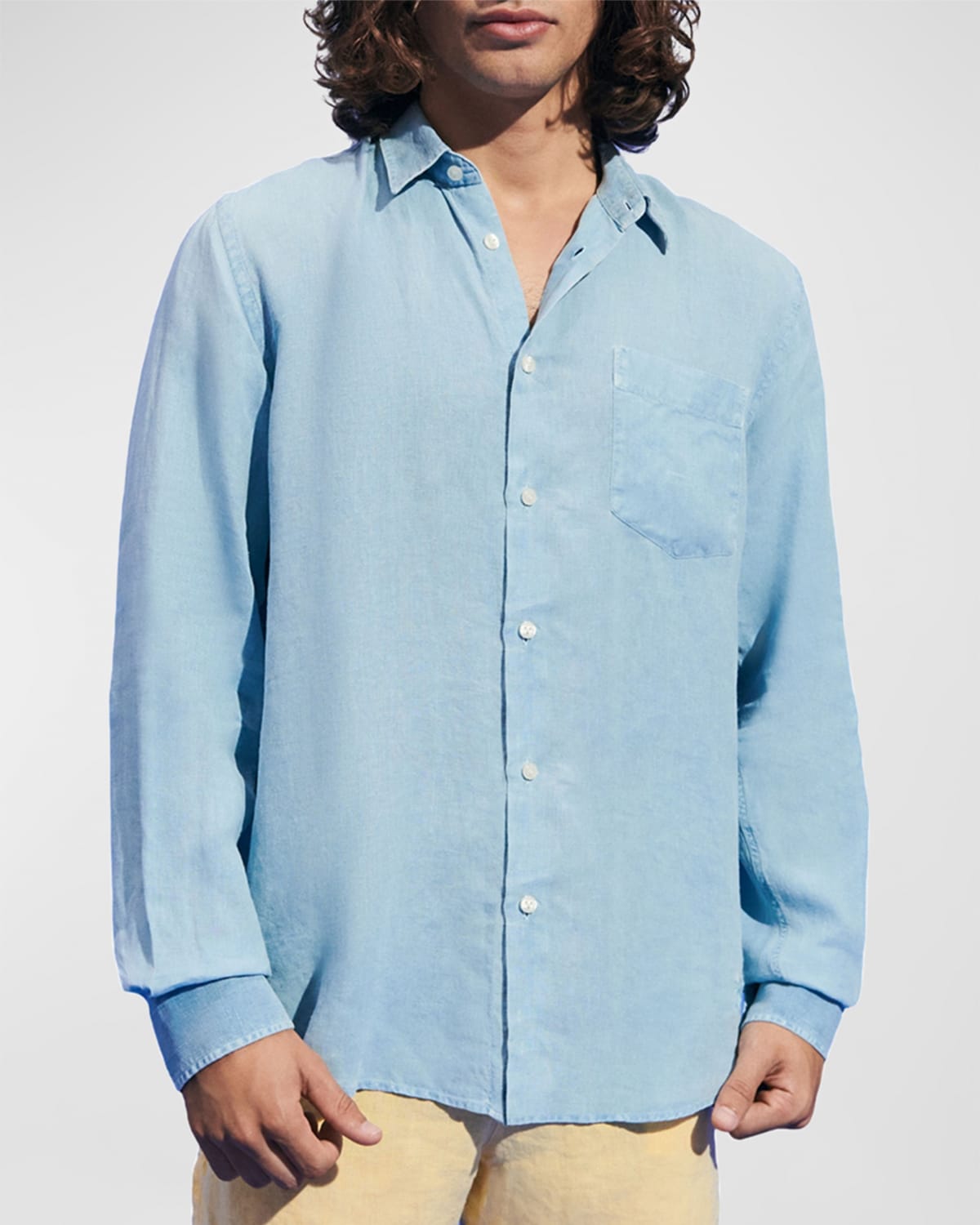 Shop Vilebrequin Men's Linen Sport Shirt In Source