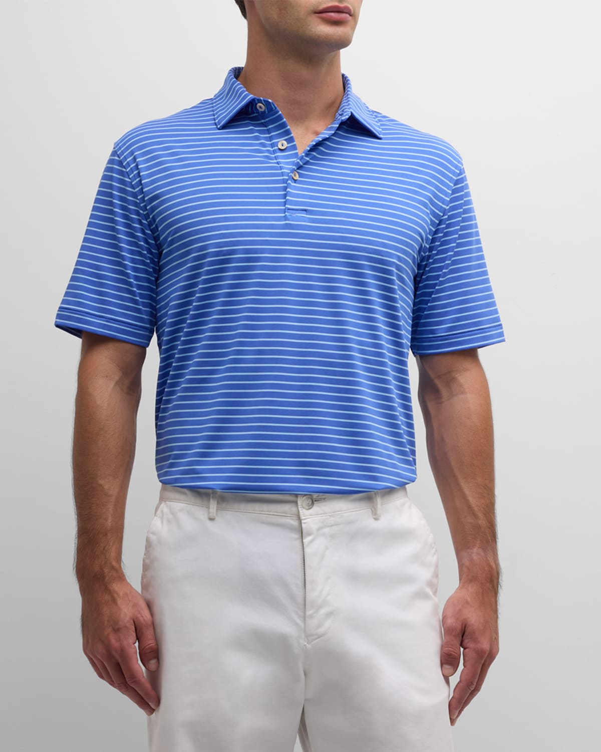 Peter Millar Men's Crown Sport Drum Performance Jersey Polo Shirt In Sapphire