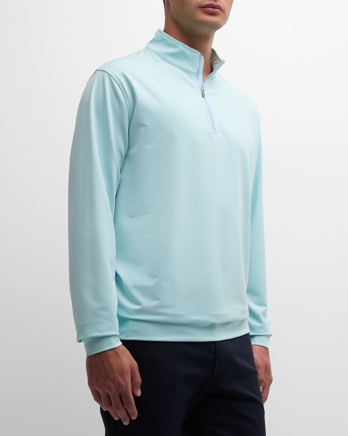 Peter Millar Men's Perth Melange Performance Quarter-zip Sweater In Celeste