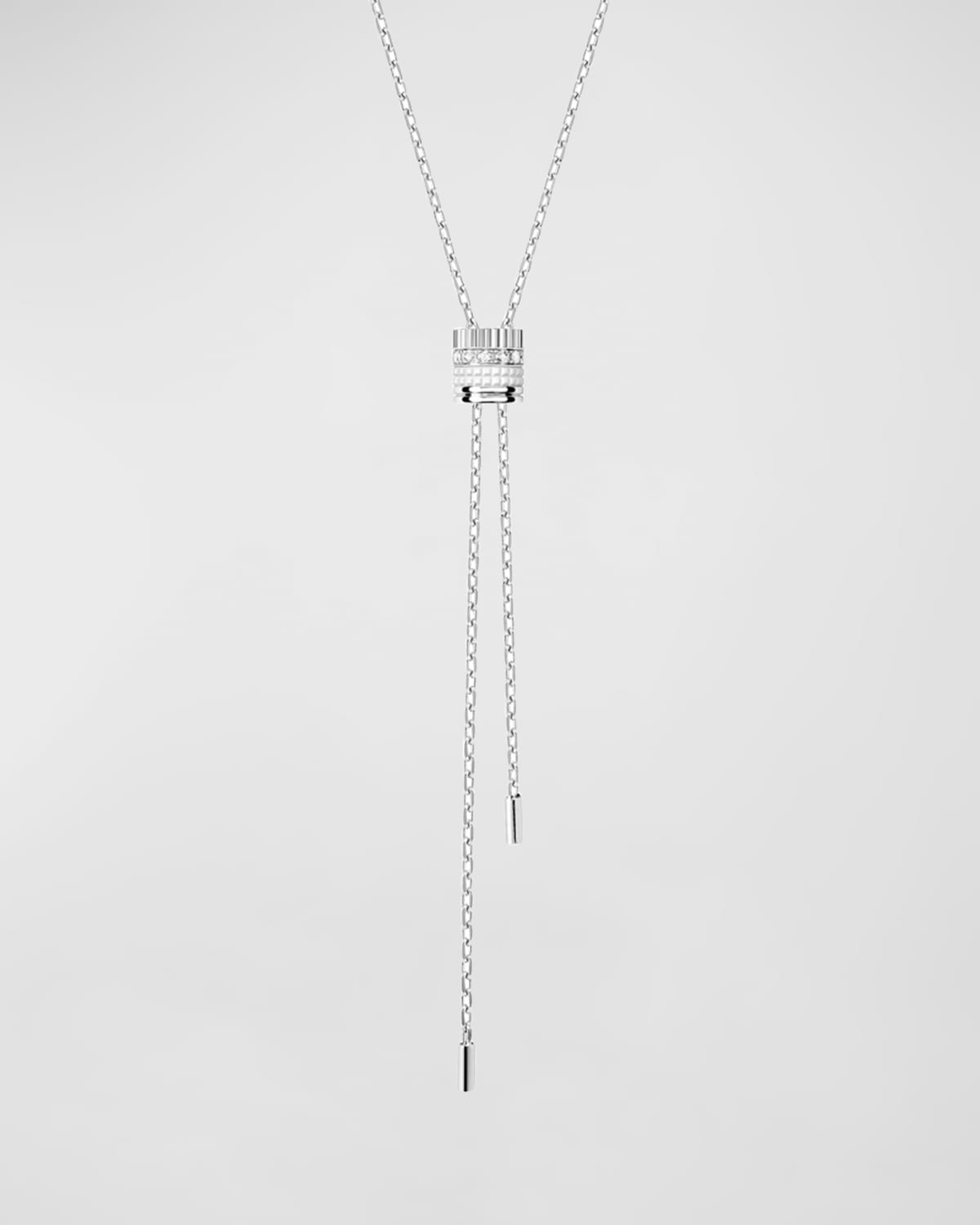 Tie Mini Quatre Double White Gold Diamond Necklace