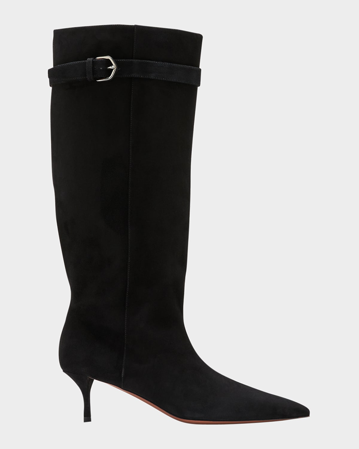 Alaïa Azzedine Alaia Womens Black V Leg Suede Heeled Knee-high Boots In Noir
