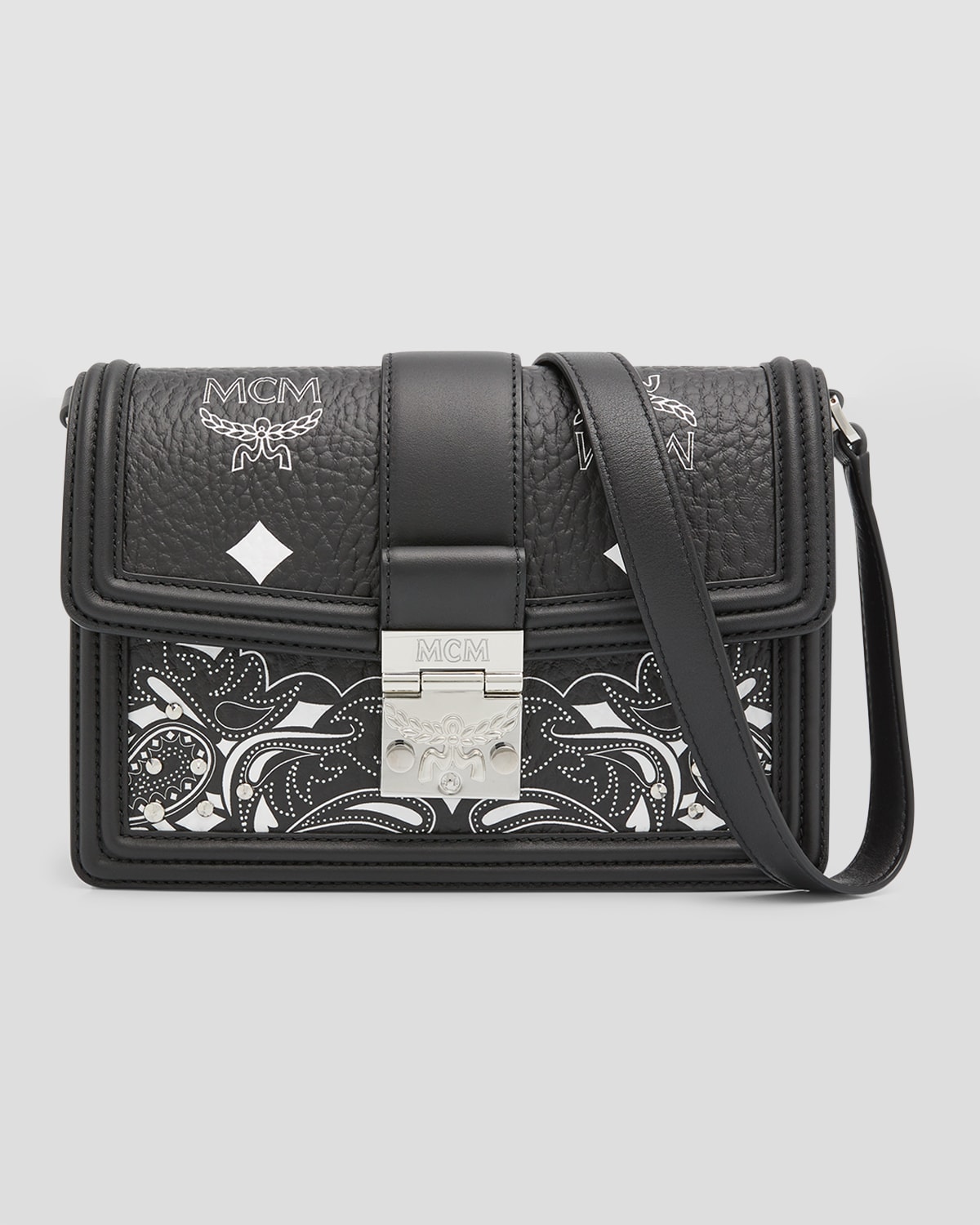 Mcm Logo Messenger Bag - Black, ModeSens