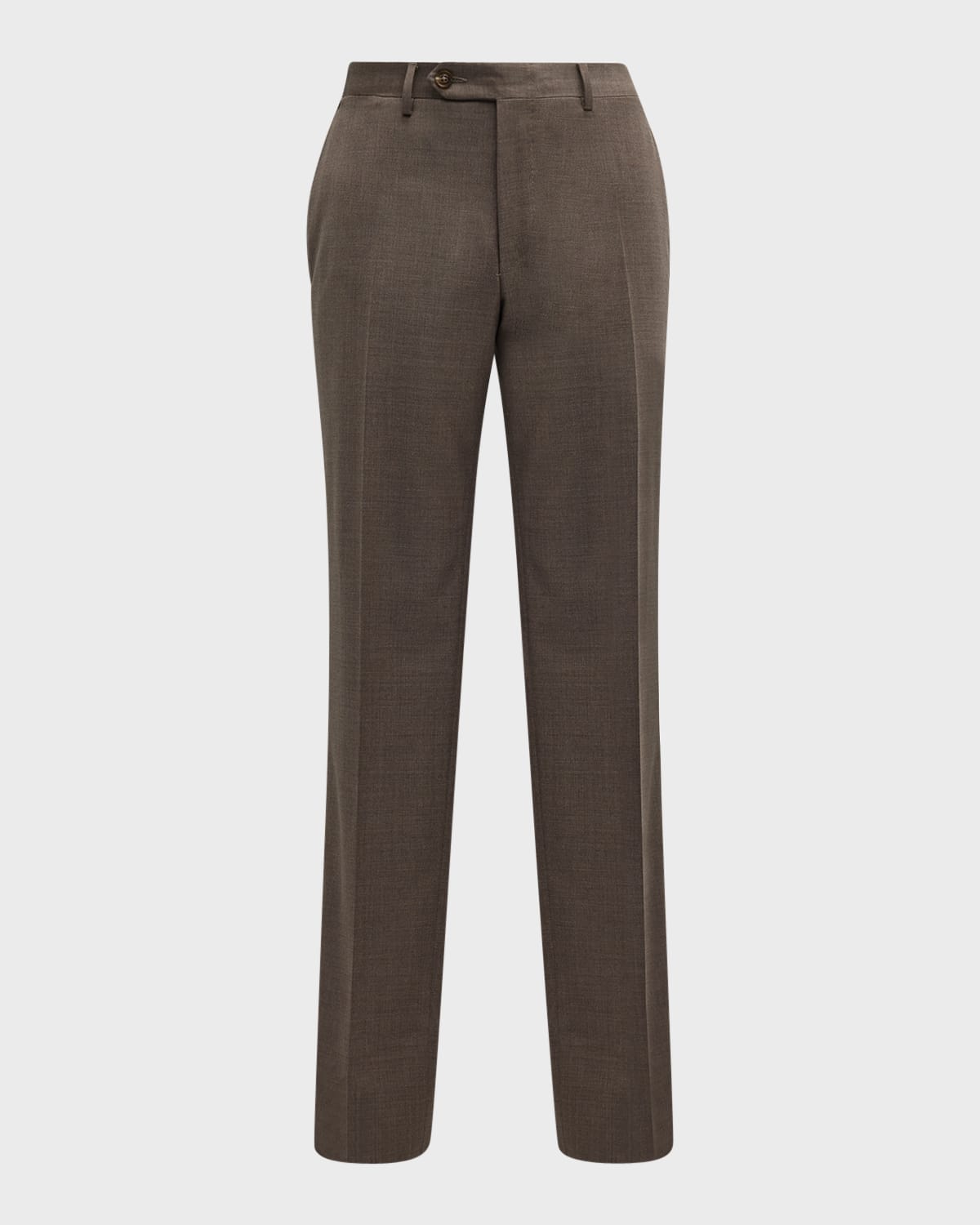 Men's Melange Wool Flat-Front Pants