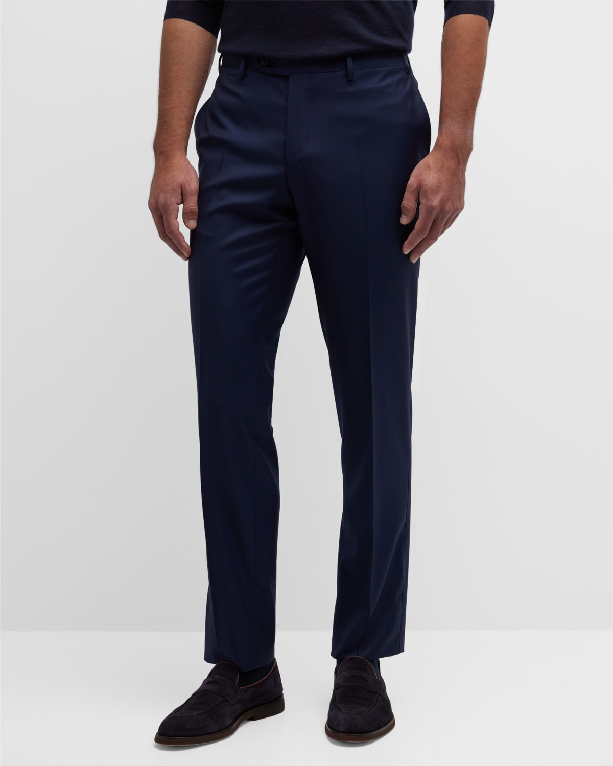 Canali Men's Wool Straight-leg Trousers In Blue
