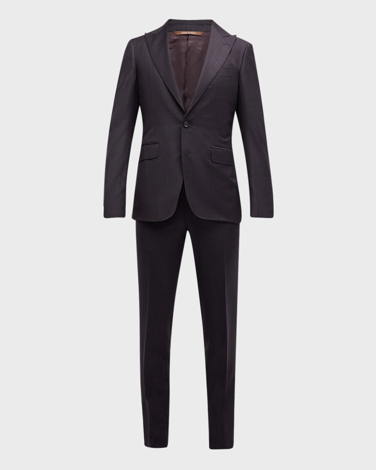 Canali Men's Tonal Check Wool Suit In Dark Red