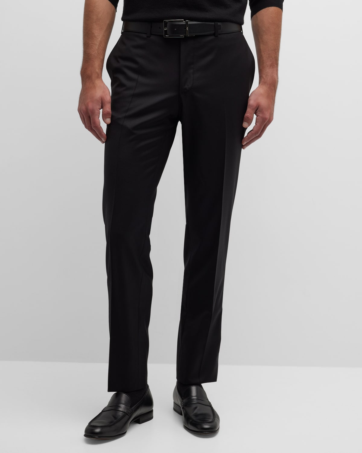 Canali Men's Black Ff Trousers In Charcoal