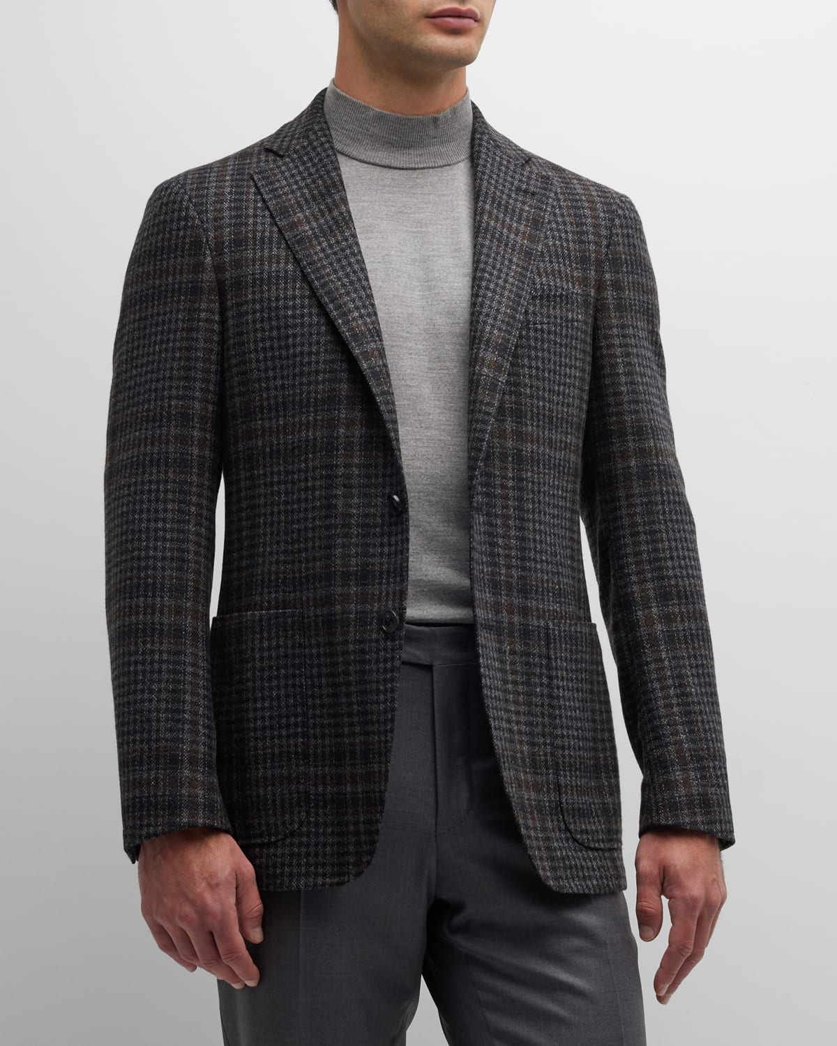 Canali Men's Cashmere Plaid Sport Coat In Grey