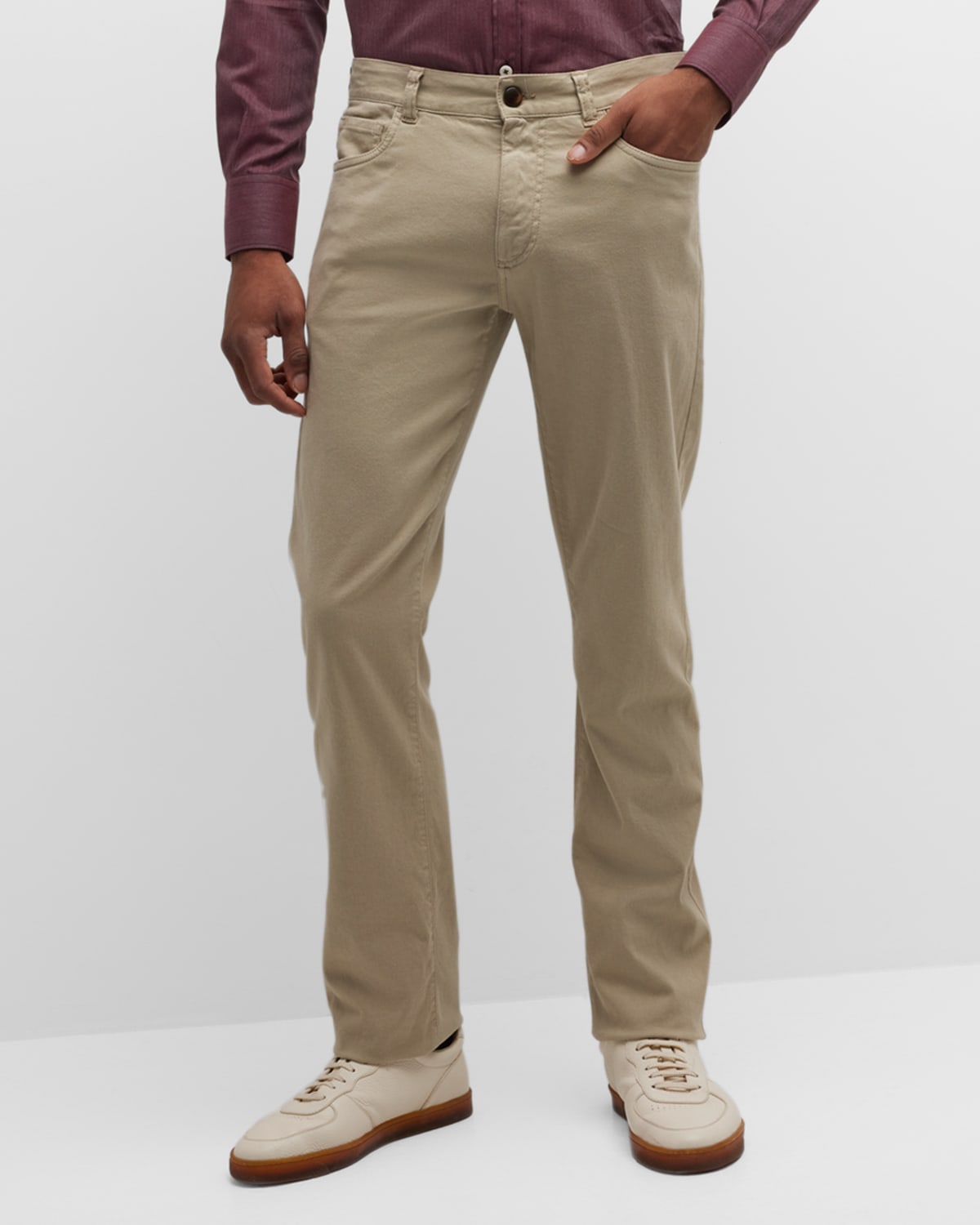 Canali Men's 5-pocket Stretch Trousers In Tan