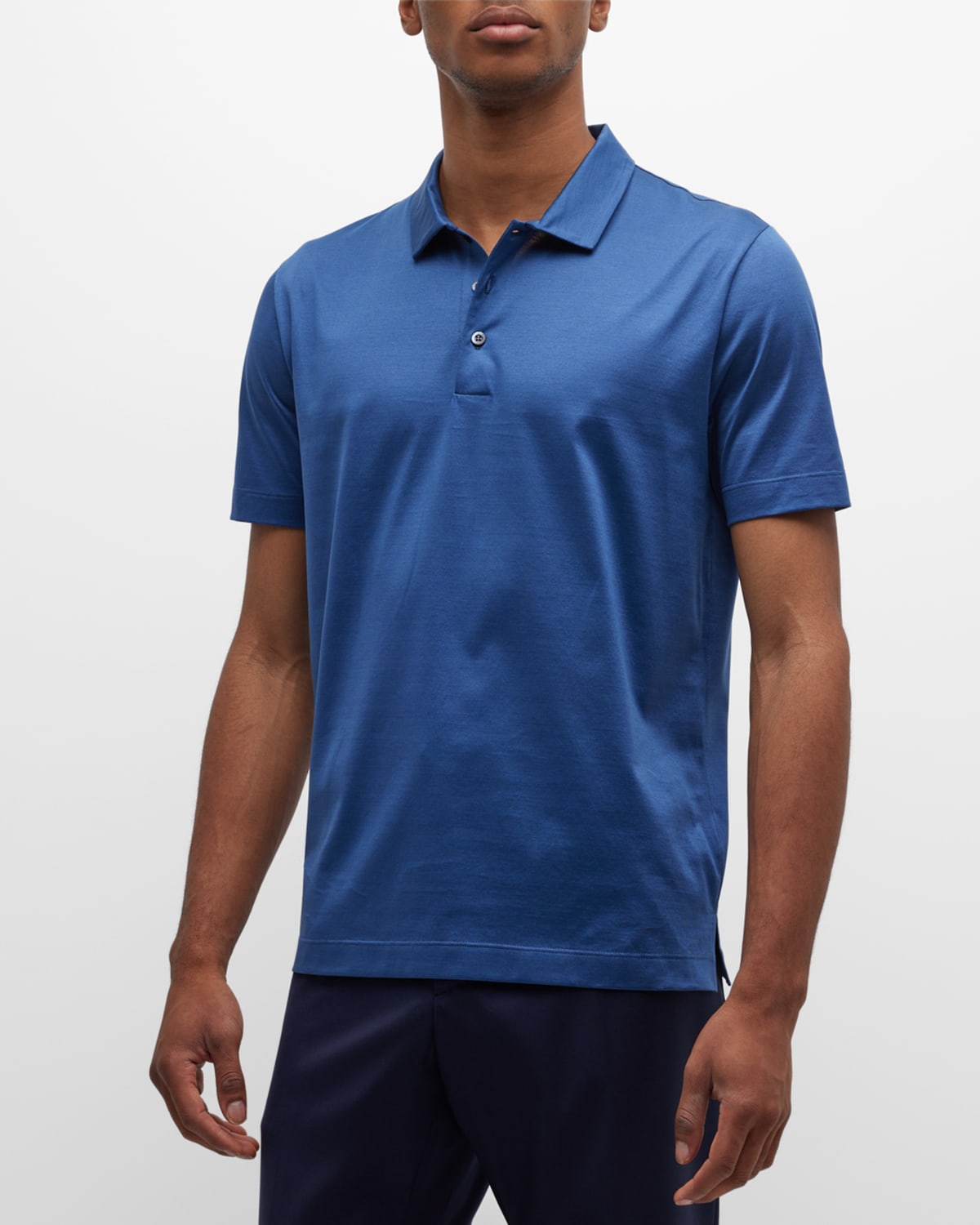Shop Canali Men's Cotton Polo Shirt In Blue