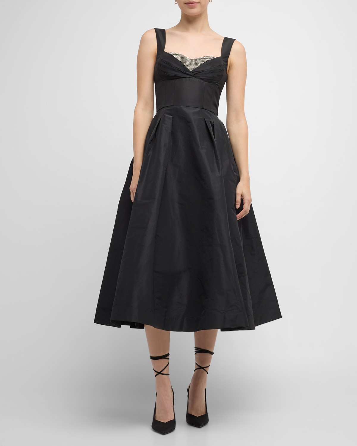 Rebecca Vallance Kitsu Broderie Anglaise Midi Dress In Black