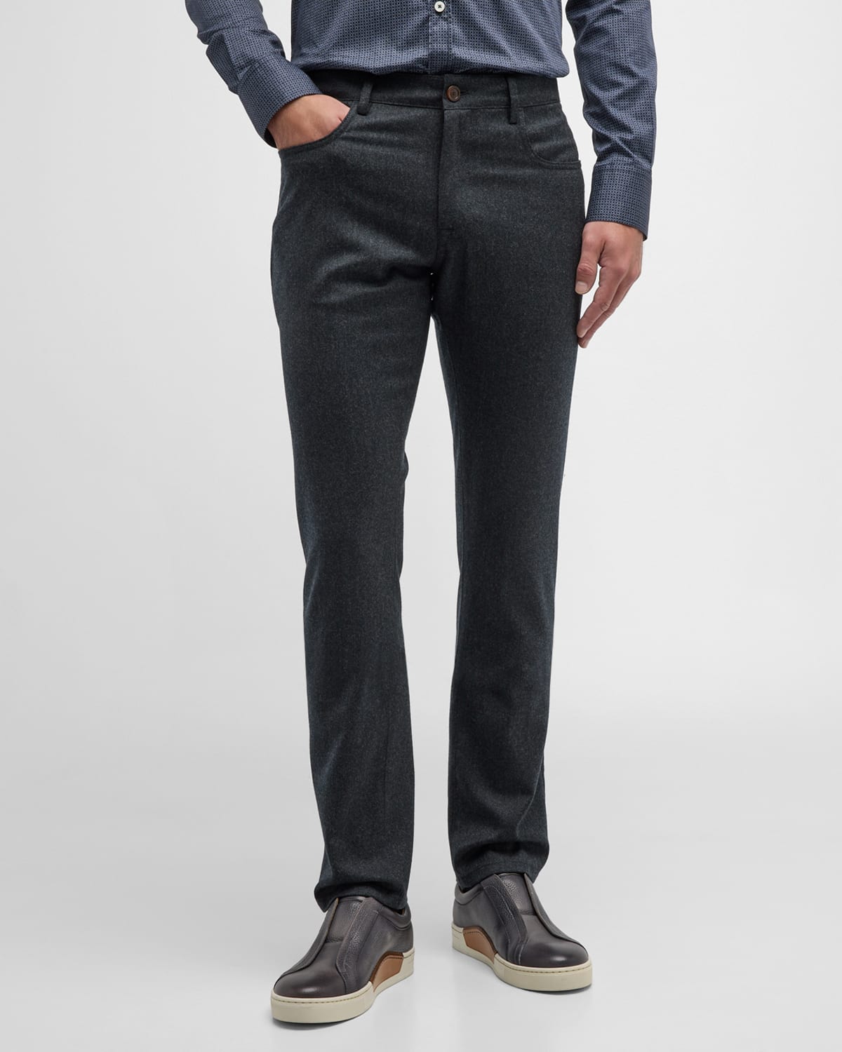 Canali Men's Slim Flannel 5-pocket Pants In Grey