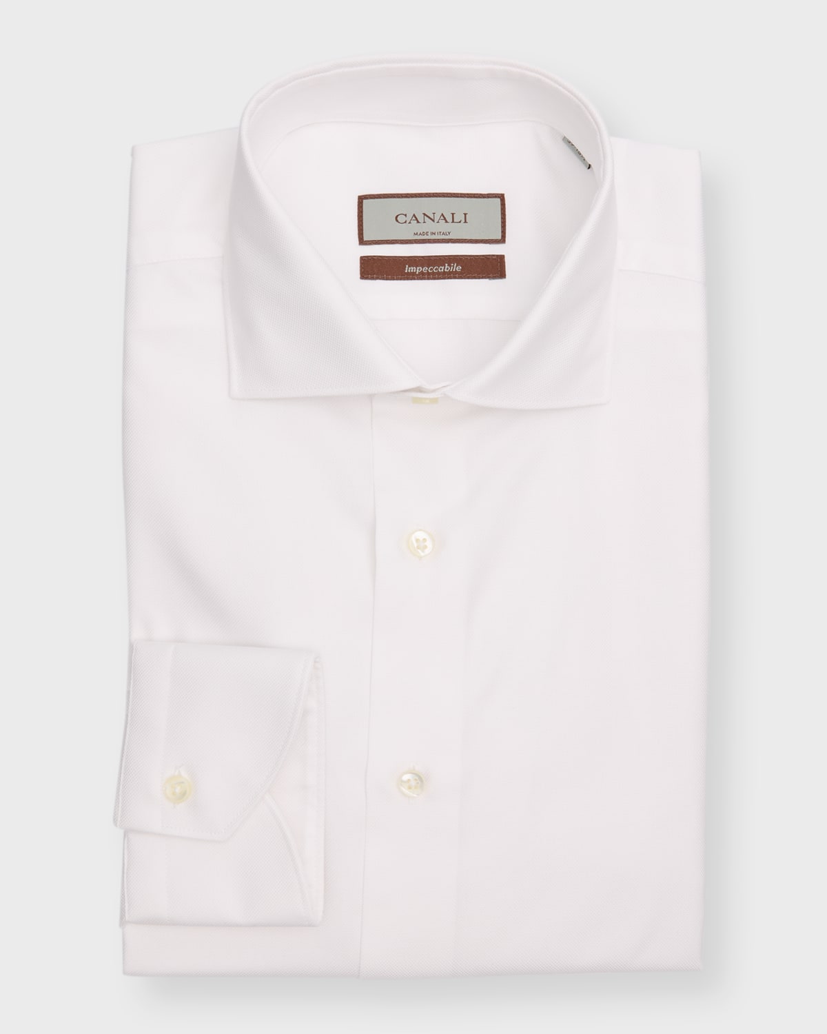 Canali Men's Impeccabile Cotton Pique Dress Shirt In White