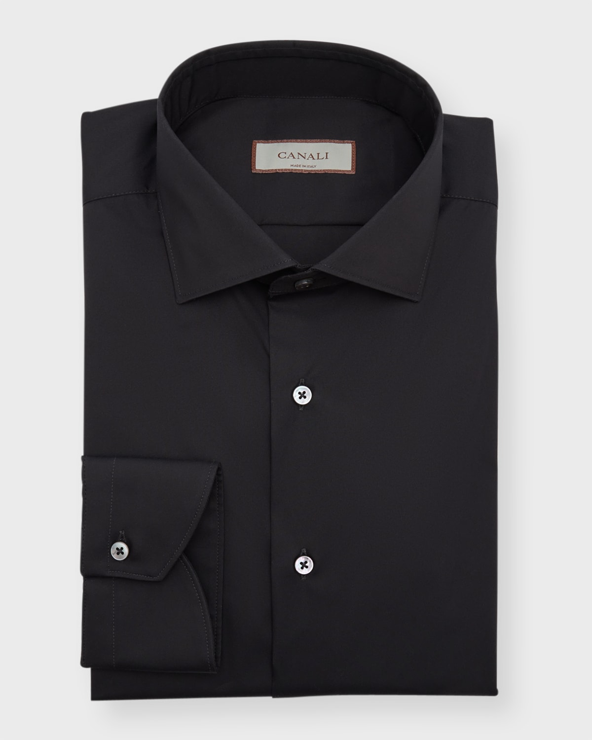 Shop Canali Men's Cotton Poplin Dress Shirt In Black