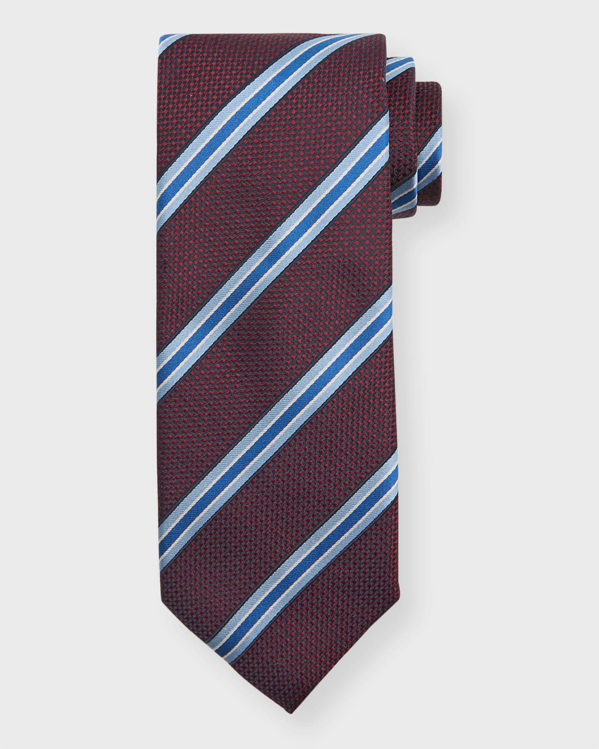 Men's Silk-Cotton Stripe Silk Tie
