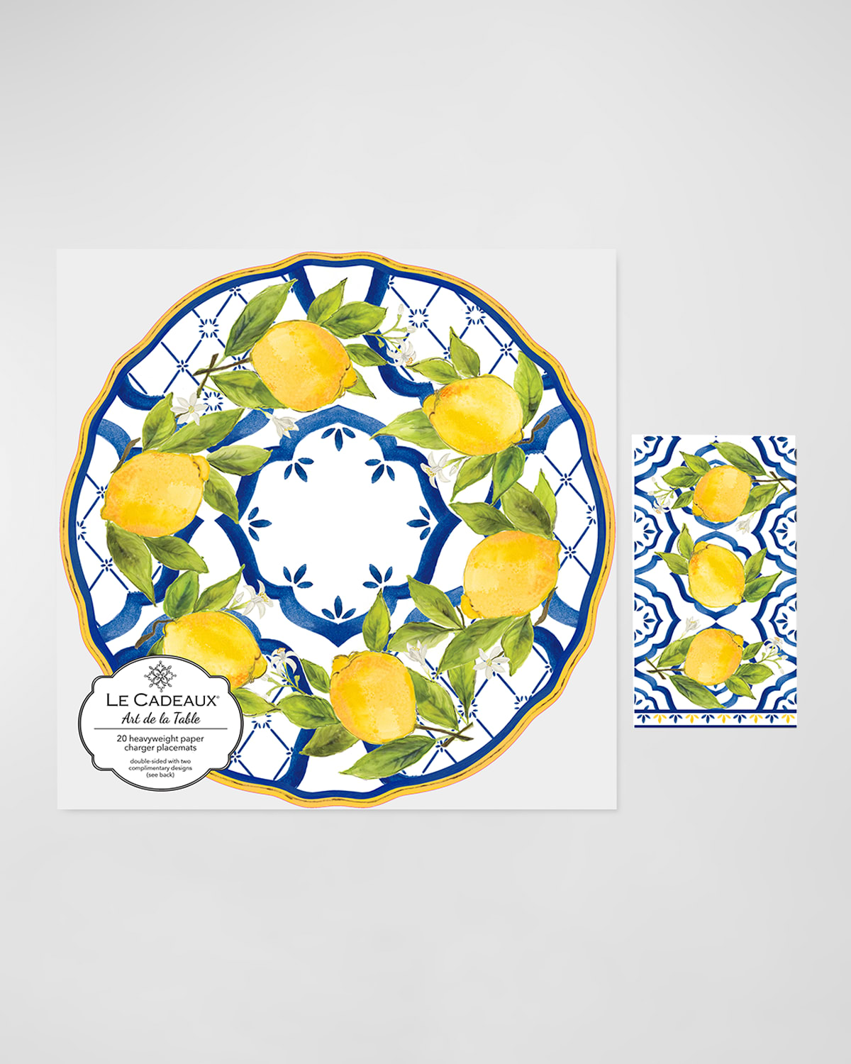 Shop Le Cadeaux Scalloped Paper Charger 15" Placemat (pack Of 20) With Guest Towels (pack Of 15) In Yellow, Green