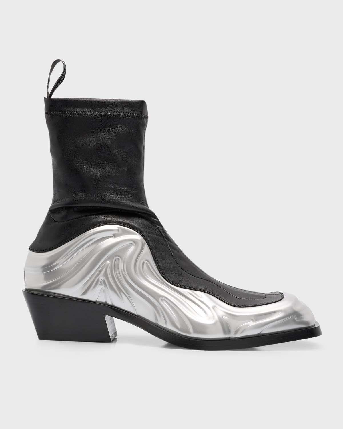 Shop Versace Men's Solare 3d Stretch Ankle Boots In Black/silver
