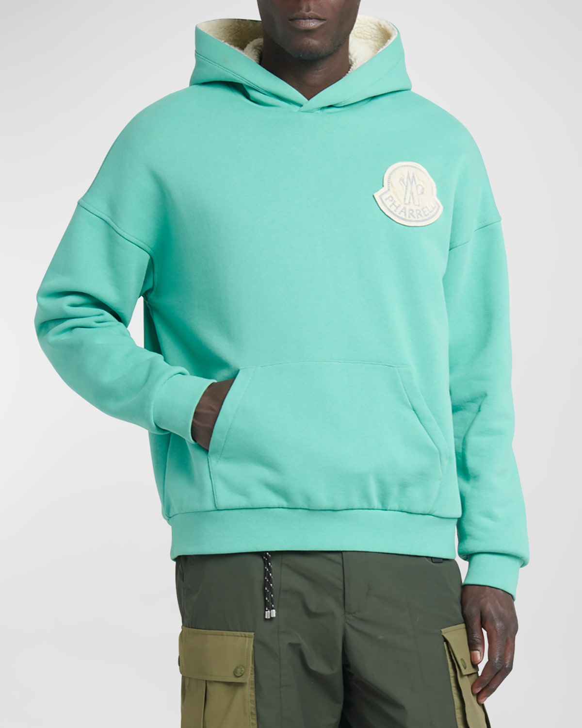 Shop Moncler Genius Moncler X Pharrell Williams Men's Fleece Hoodie In Dark Green