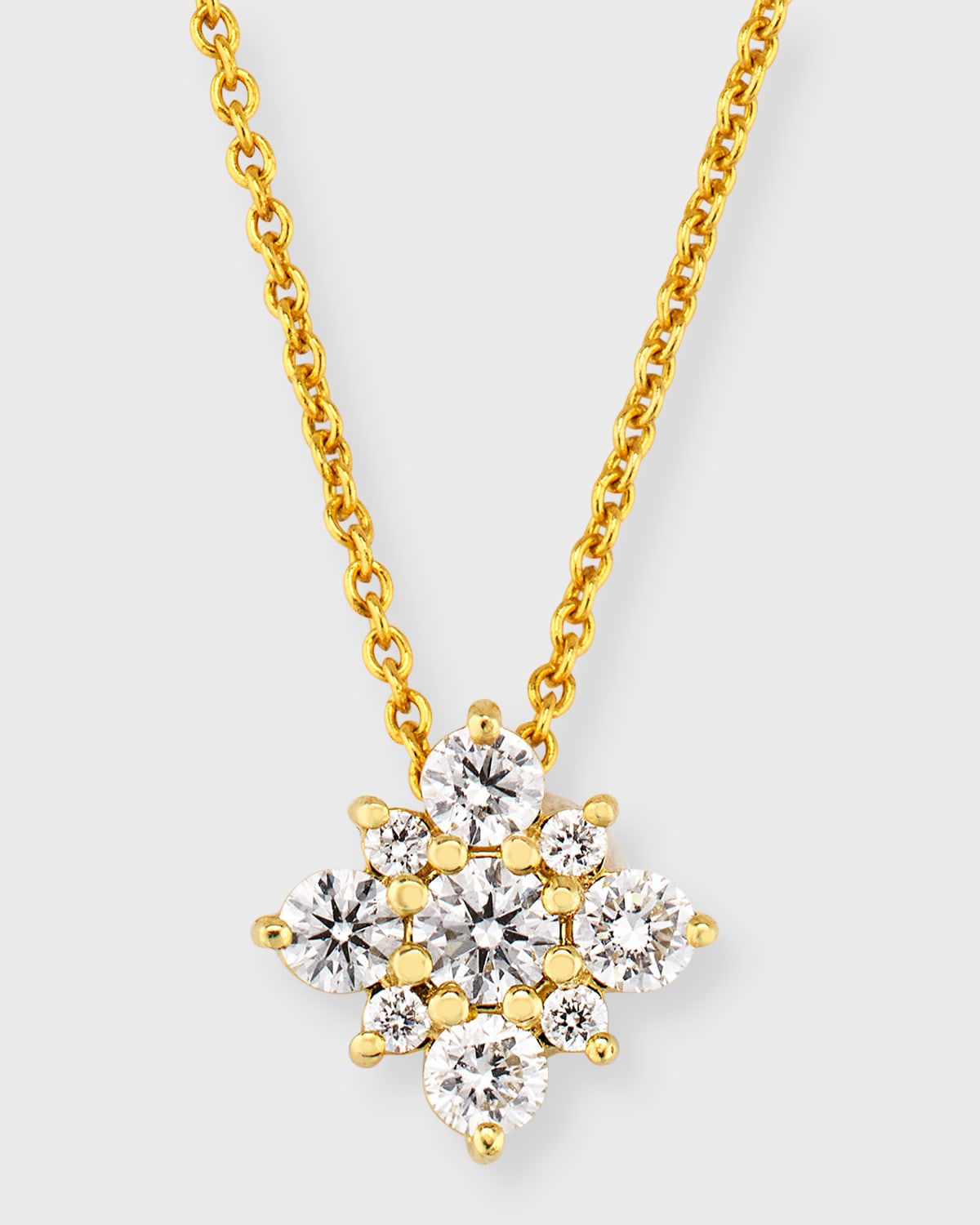 18K Yellow Gold Diamond Starburst Pendant Necklace