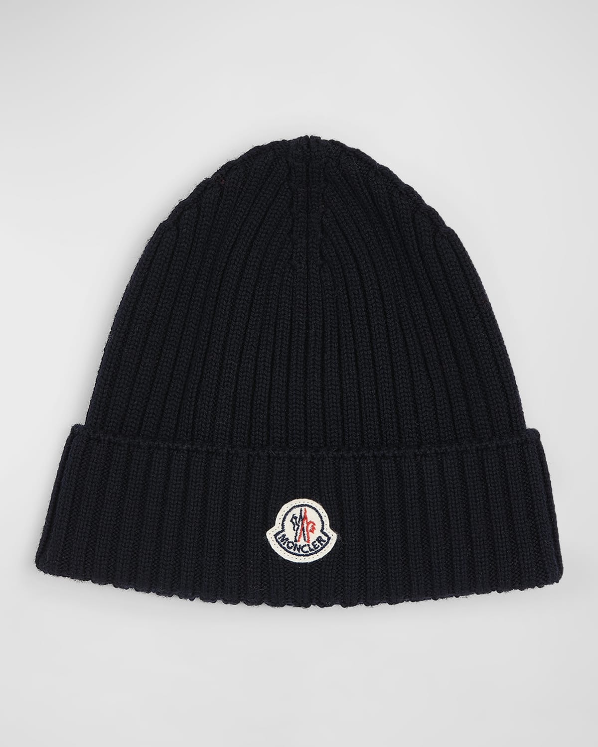 Moncler Rib Knit Beanie W  Patch In 313-742 Navy