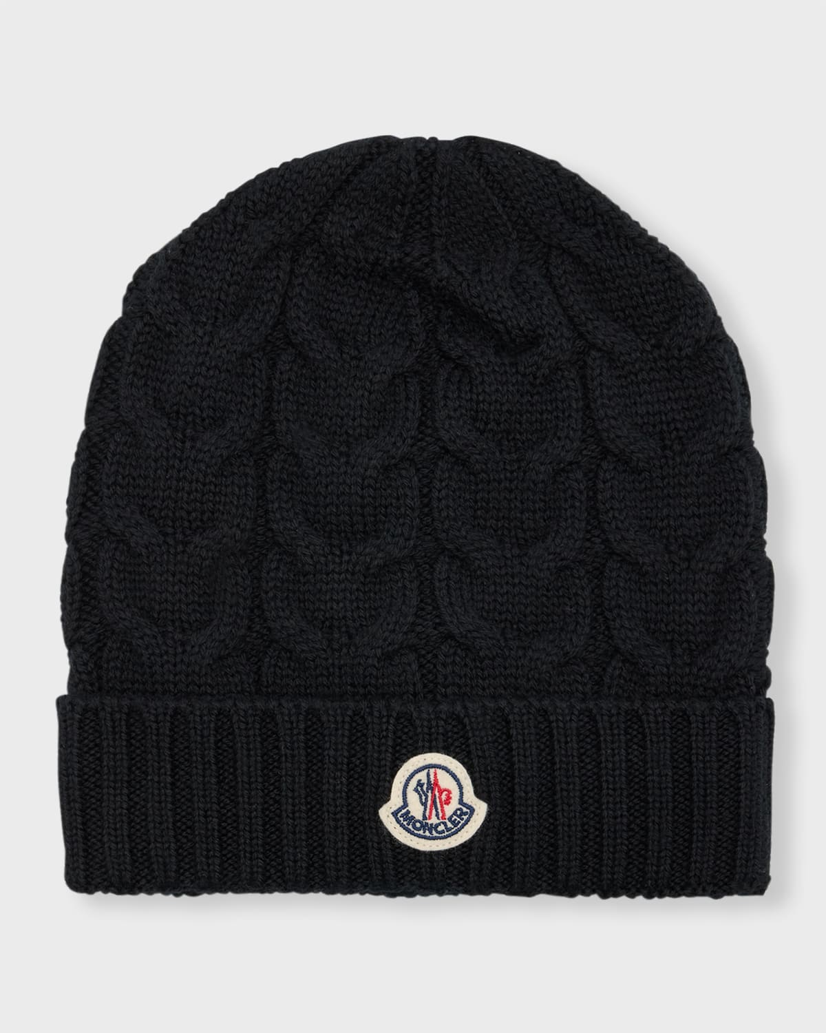 Moncler Cable Knit Beanie W  Patch In 313-999 Black