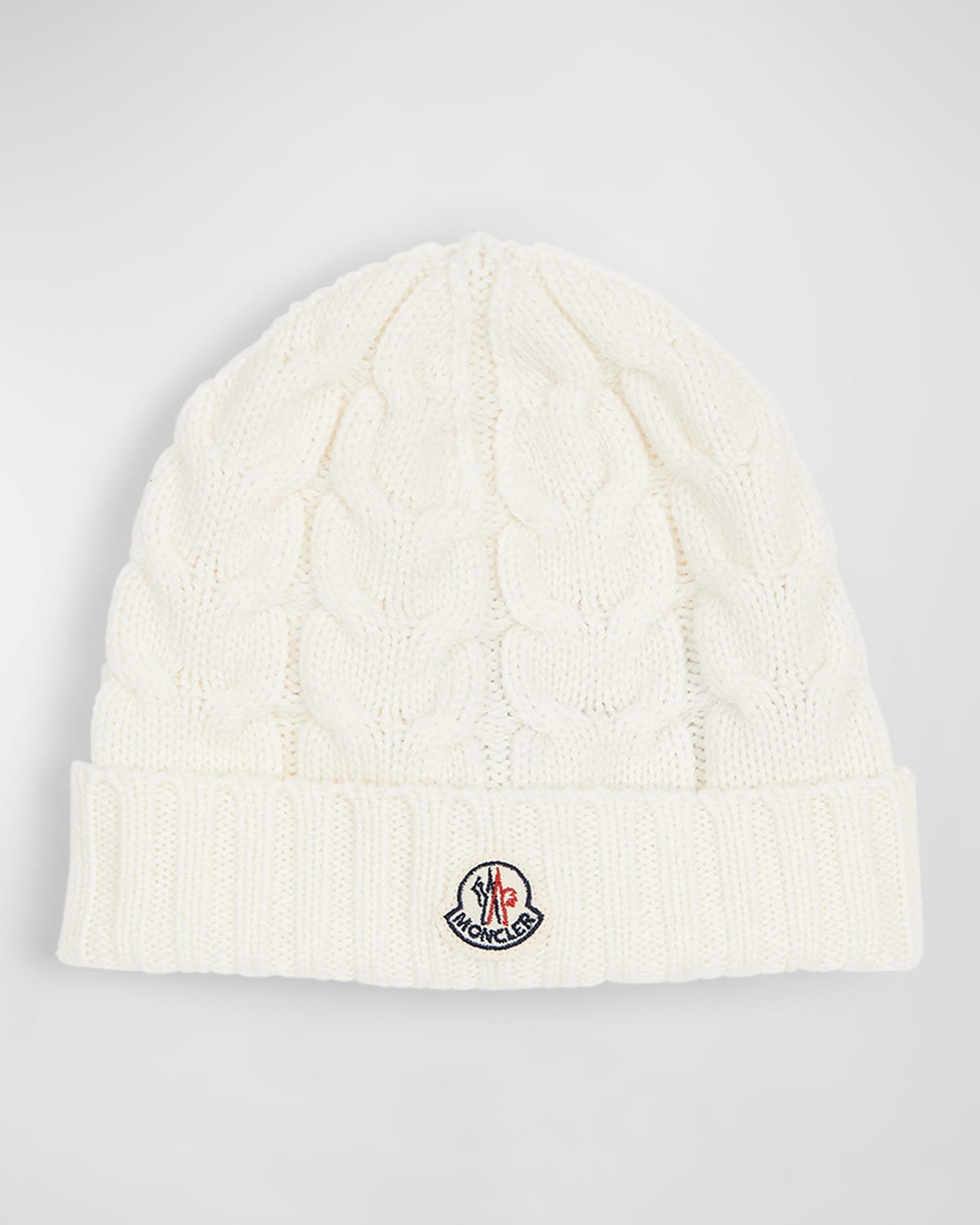 Cable knit beanie w Moncler patch