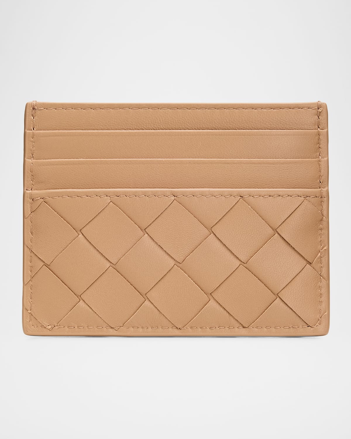 Bottega Veneta Intrecciato Credit Card Case In Brown