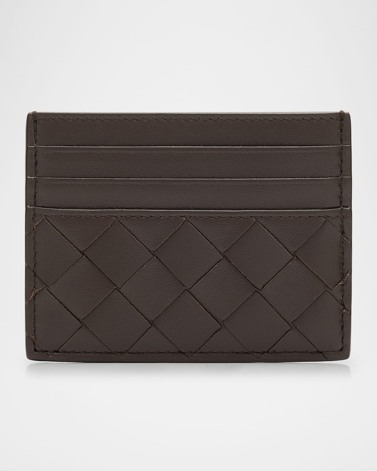 Bottega Veneta Intrecciato Credit Card Case In Brown