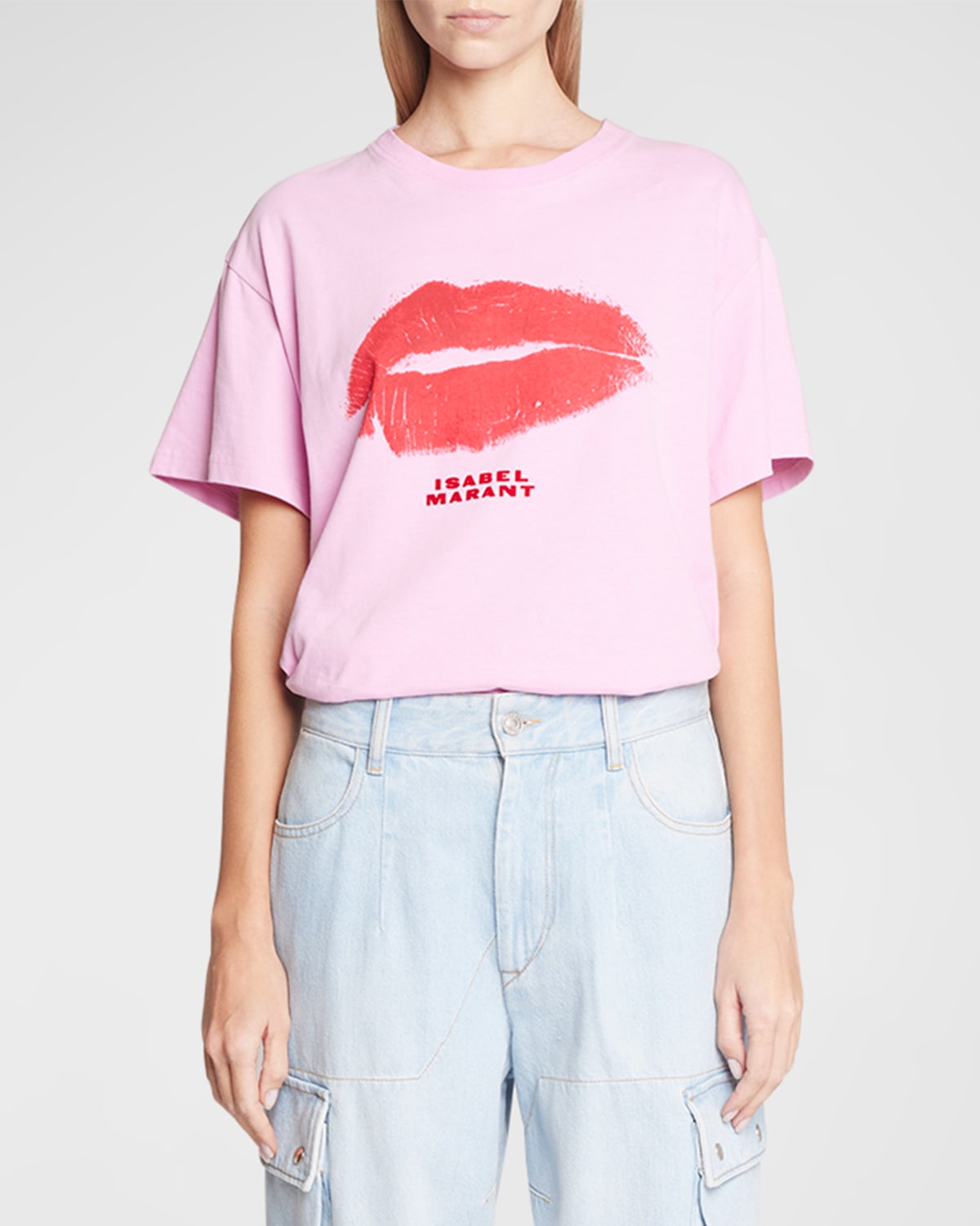 Shop Isabel Marant Yates Lip-print T-shirt In Pink