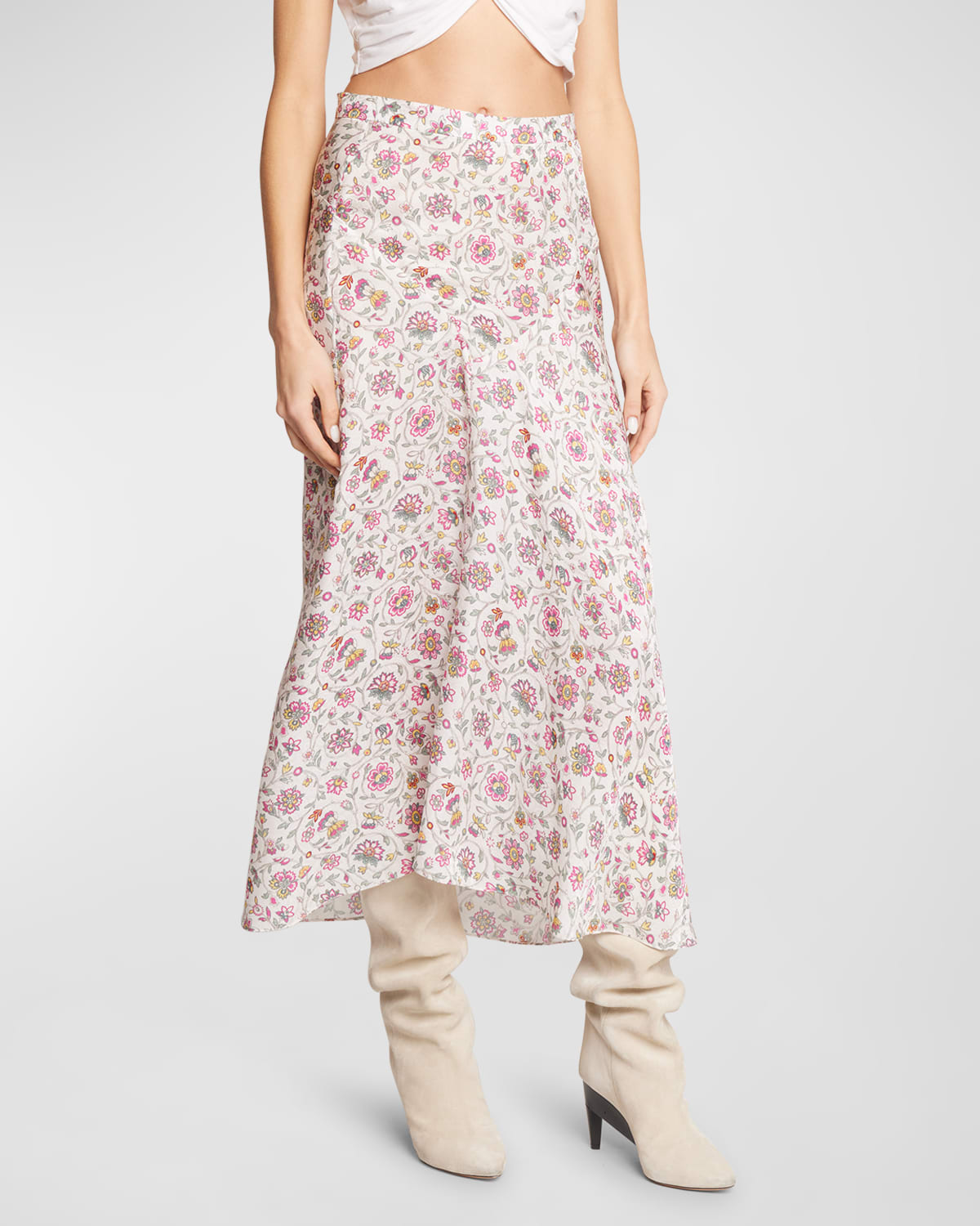 Isabel Marant Lisanne Floral Midi Skirt In Ecru