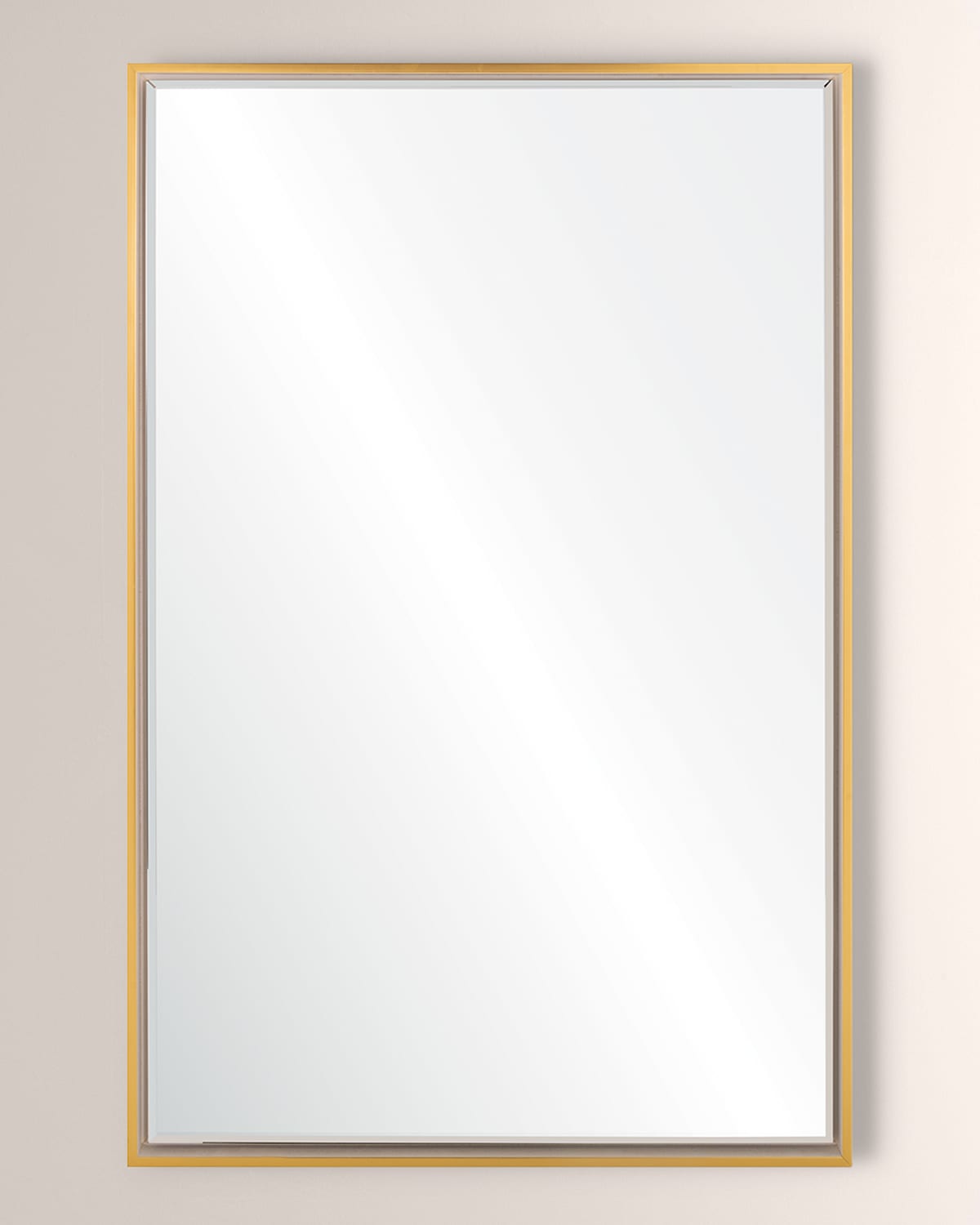 White & Gold Beveled Mirror