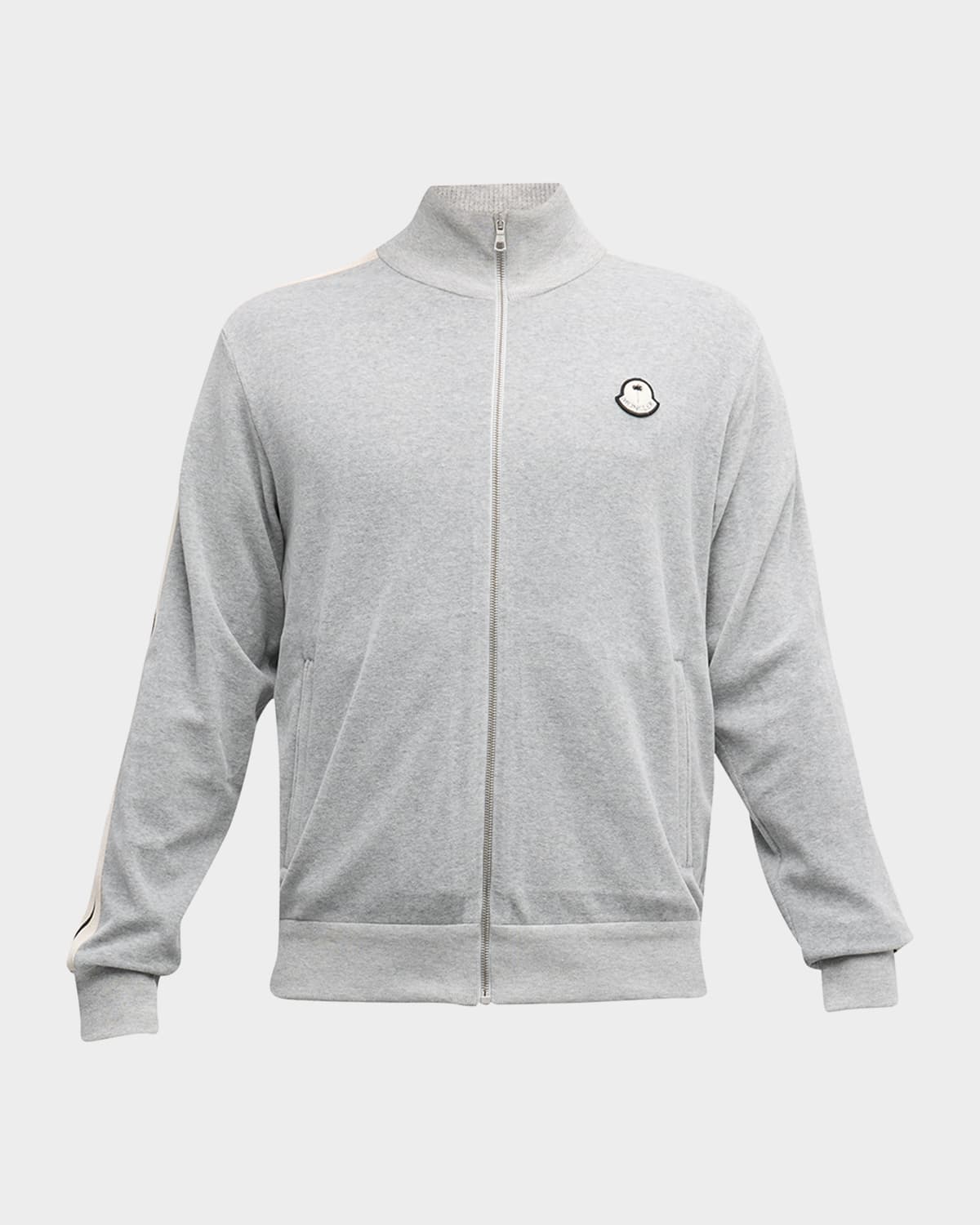 Shop Moncler Genius Moncler X Palm Angels Men's Toweling Track Jacket In Light Grey