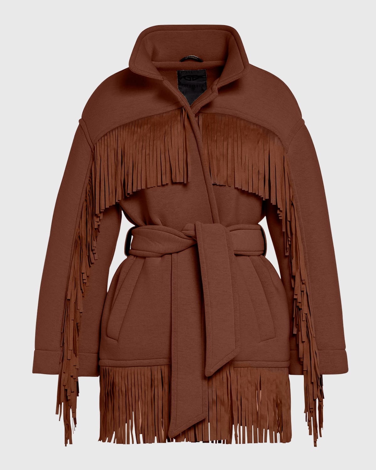 Goldbergh Fringe Western Wrap Jacket In Mocha