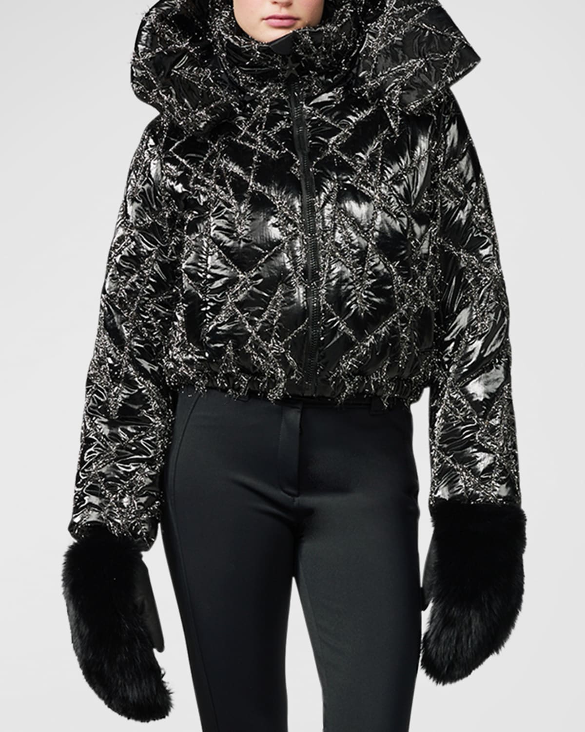 Shop Goldbergh Starrysky Quilted Ski Jacket With Lurex Detail In Black