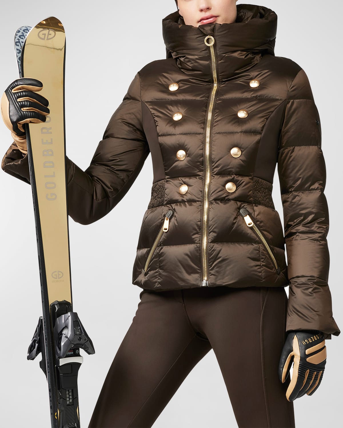 Shop Goldbergh Bouton Ski Jacket In Dark Brown