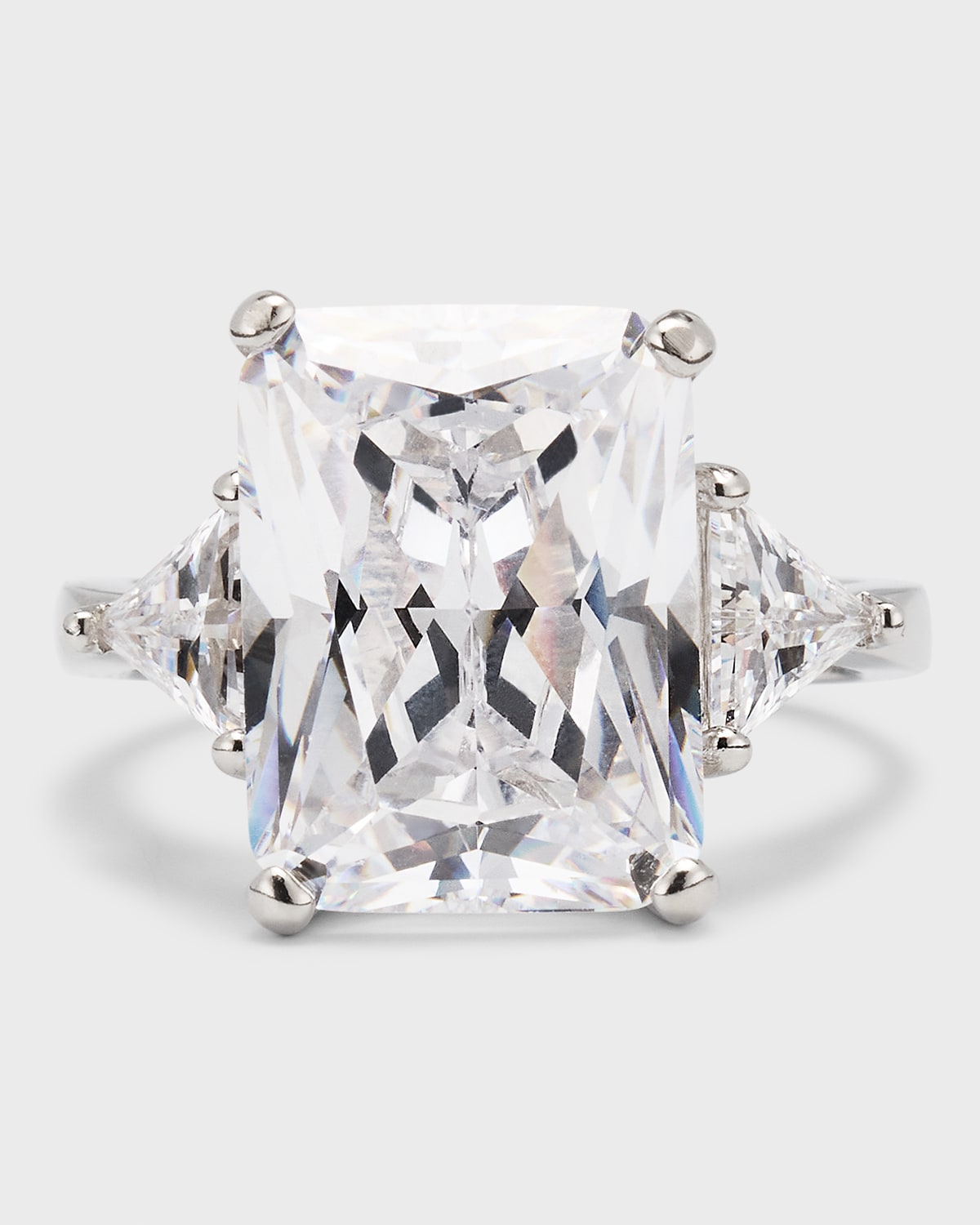 Golconda by Kenneth Jay Lane Emerald-Cut Cubic Zirconia with Trillion Side Stones Ring