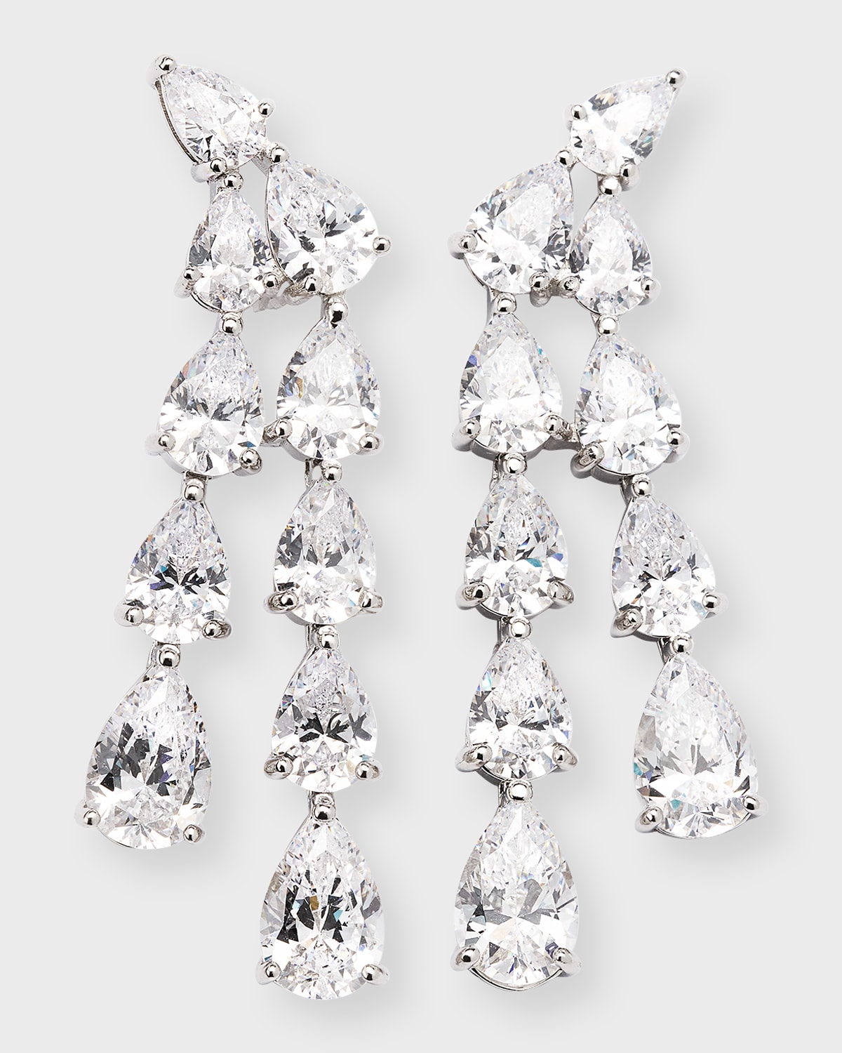 Golconda By Kenneth Jay Lane Double-pear Cubic Zirconia Waterfall Drop Earrings In Silver